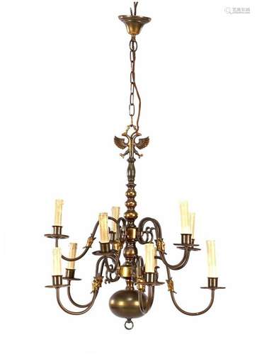 Copper 10-light double chandelier