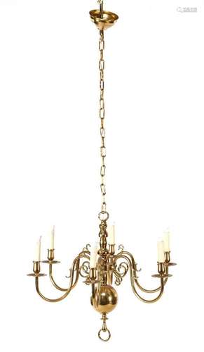 Brass 6-light globe chandelier