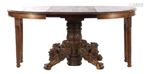 Oak fox head wings table with decorated edge
