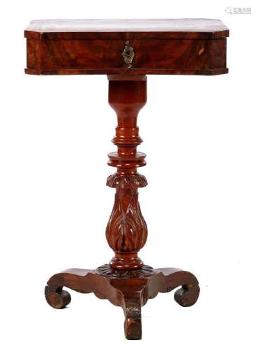 19th century handicraft table on column leg