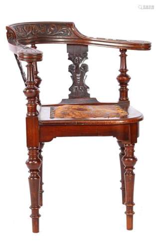 Richly carved walnut corner chair