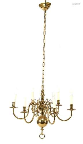 Brass 6-light globe chandelier