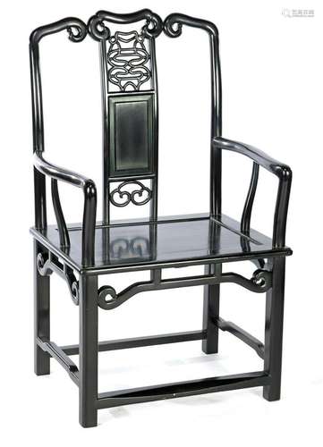 Black lacquered oriental armchair