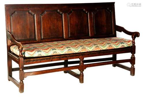 Oak decorated hall bench, 19th century