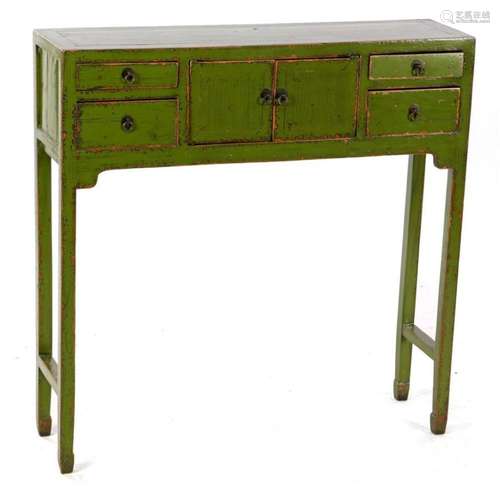 Chinese wooden green lacquered table