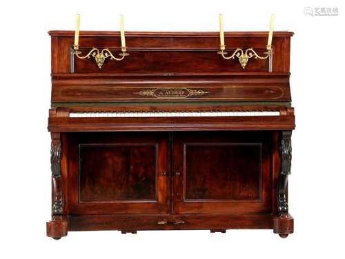 Piano, marked Aubert Paris, in walnut case