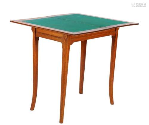 Oak game table with green felt inlaid top