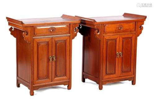 2 Chinese rosewood cabinets with stitching