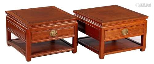 2 Chinese rosewood lamp tables