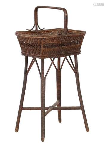 19th century wicker craft or diaper basket