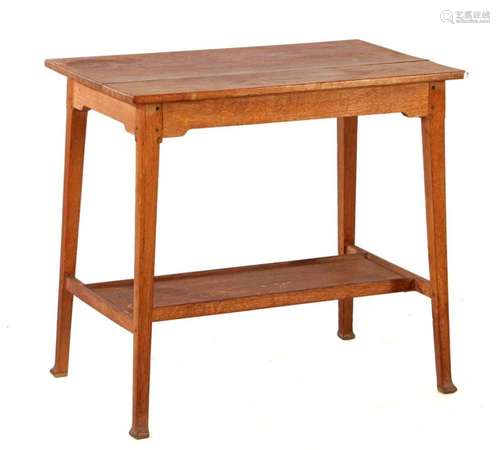 Oak Art Deco table with shelf