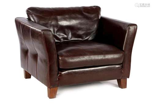 Brown leather love seat