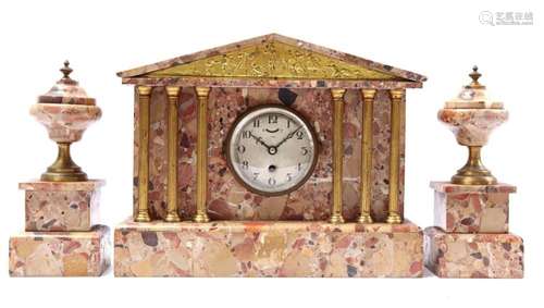 Marble 3-piece mantel clock