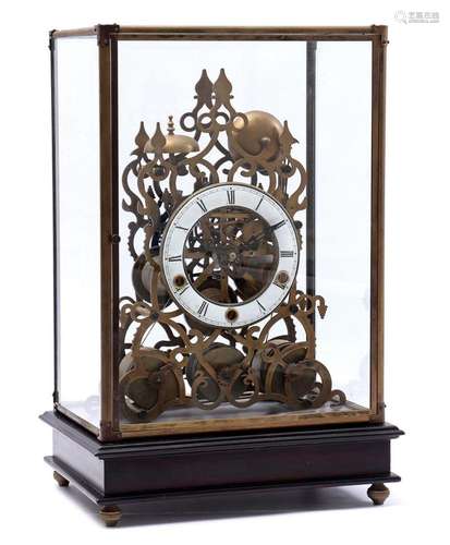 Brass skeleton clock after an antique model