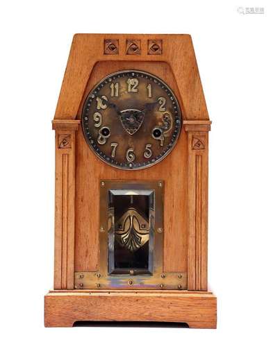 Walnut Jugendstil table clock