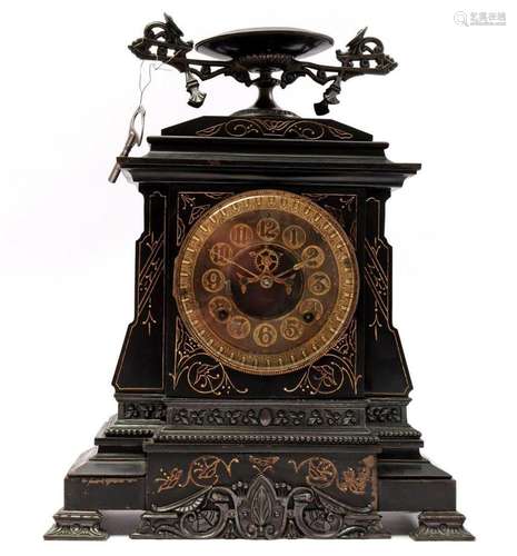 Cast iron copper plated mantel clock