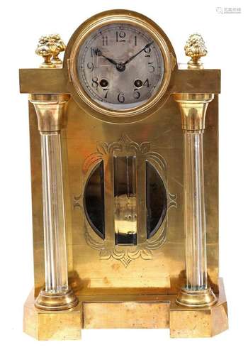 Brass table clock with columns