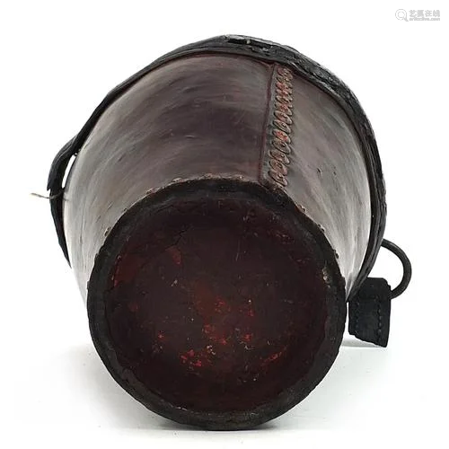 Antique leather fire bucket, 28cm high
