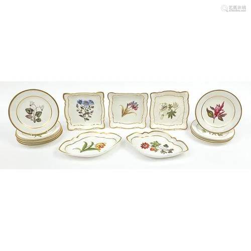 Early 19th century botanical porcelain service comprising ni...