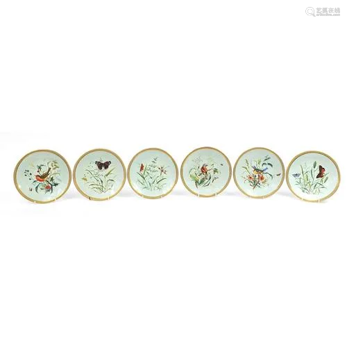 Royal Worcester, set of six Victorian aesthetic porcelain ca...