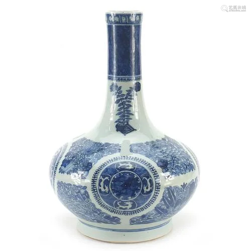 Chinese blue and white porcelain vase hand painted with pane...