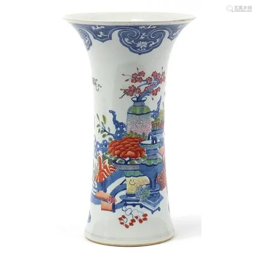 Chinese doucai porcelain beaker vase hand painted with preci...