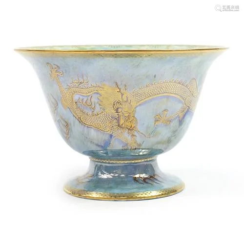 Wedgwood Fairyland lustre footed bowl hand painted with drag...