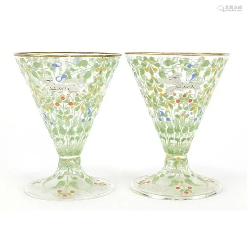 Pair of Bohemian cocktail glasses in the manner of Moser, ea...