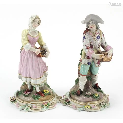 Meissen, pair of German porcelain figures incised 2185 to th...