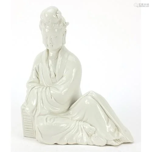 Chinese porcelain figure of Guanyin resting having a blanc d...