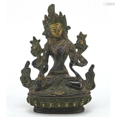Chino Tibetan patinated bronze figure of Buddha, 14.5cm high