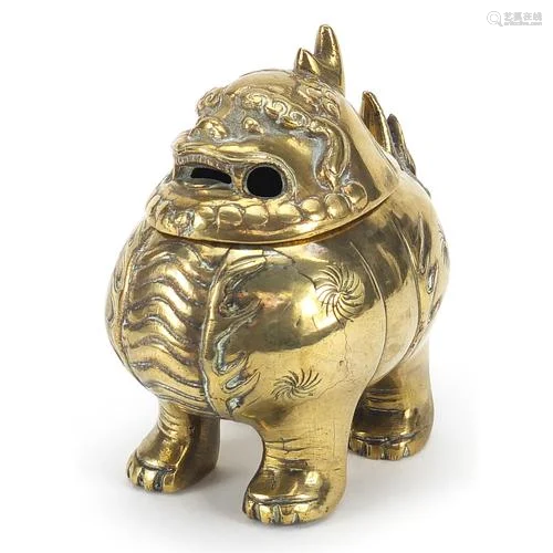 Chinese gilt bronze censer in the form of a mythical animal,...