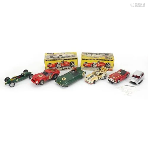 Five vintage model cars including two Airfix examples with b...
