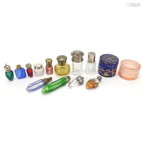 Victorian and later scent bottles, jars and trinkets, some w...