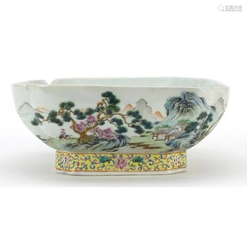 Chinese porcelain bowl hand painted in the famille rose pale...