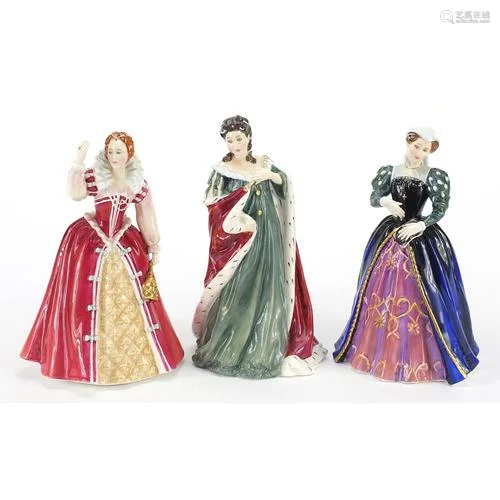 Three Royal Doulton Queens of the Realm figurines comprising...