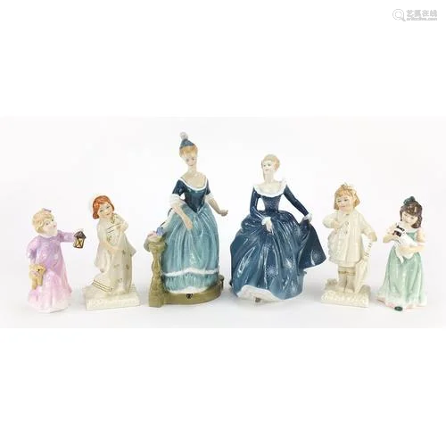 Six Royal Doulton figurines including After the Rain HN4226 ...