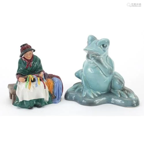 Early Beswick purple and blue glazed frog and a Royal Doulto...