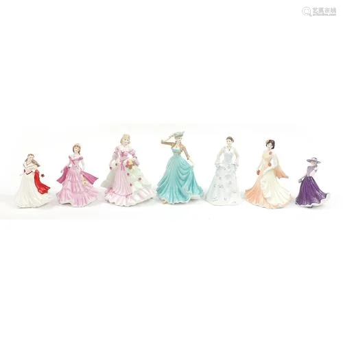 Seven collectable figurines including Coalport Classic Elega...