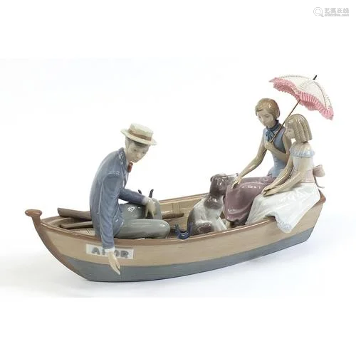 Large Lladro figure group Love Boat 5343, 38cm in length