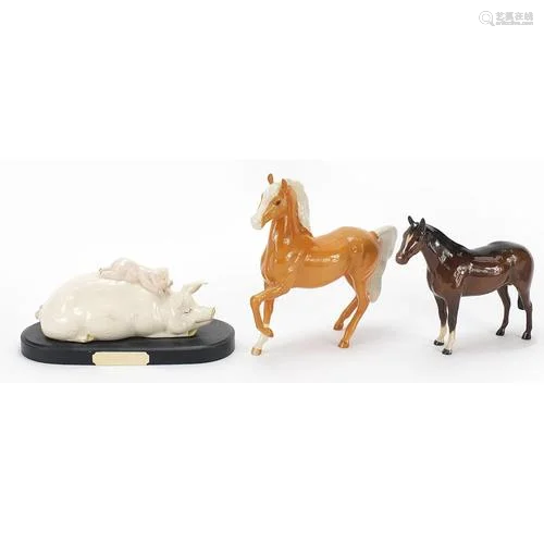 Collectable china including Royal Doulton Beswick horses, th...