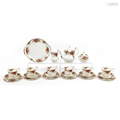 Royal Albert Old Country Roses six place tea service with ca...