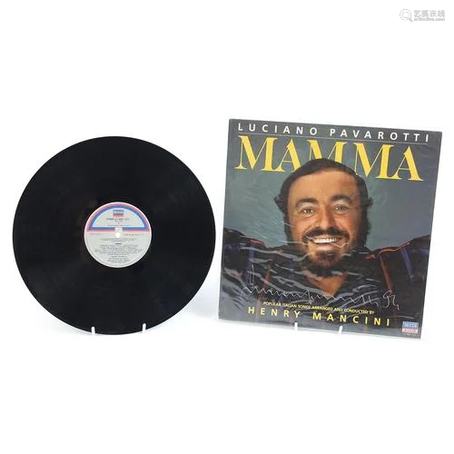 Luciano Pavarotti Mamma signed vinyl LP cover