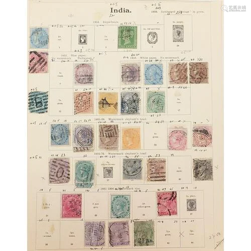 Indian collection of stamps on two pages