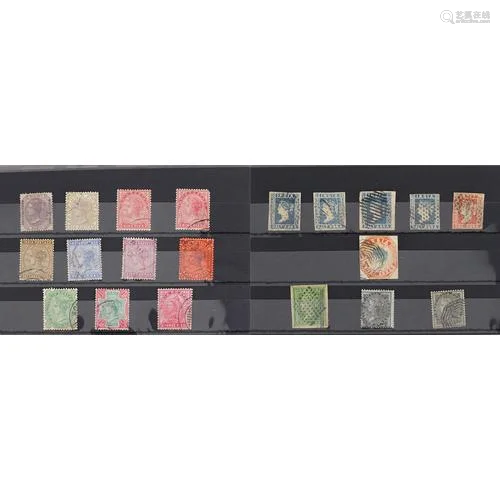 Indian selection of early Victorian stamps