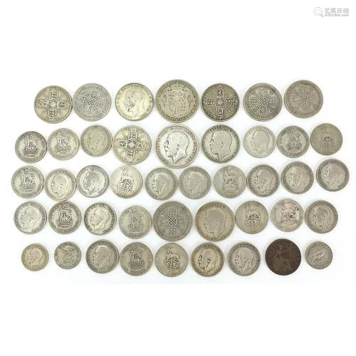 Collection of British pre 1947 coins, predominantly florins ...