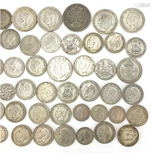 Collection of British pre 1947 coins, predominantly shilling...