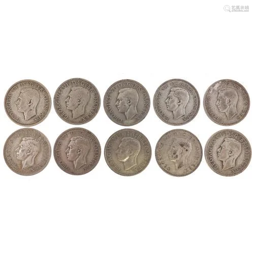 Ten George VI two shillings 1937- 1946 112g