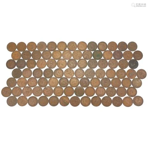 Large quantity of George VI pennies, 1944- 1949, 850g