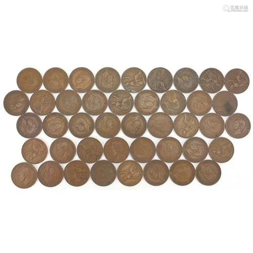 Quantity of George V1 pennies 1937,38,39,40, 400g